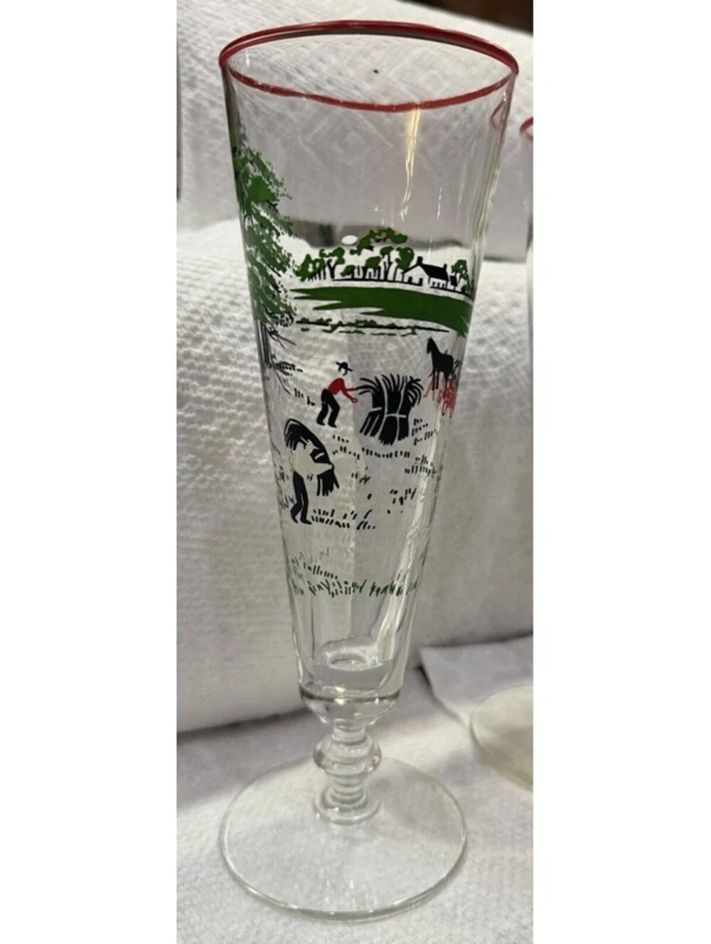 Vintage Libbey Currier & Ives Making Hay Beer Pilsner Glasses Set of 5